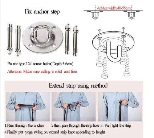 Yoga decompression hammock trapeze anti-gravity aerial traction strap blue