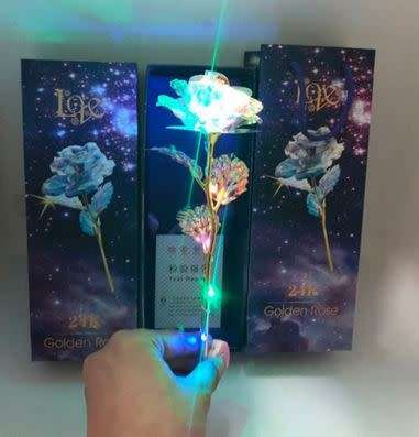 Valentines day gift with love base and led light up rose