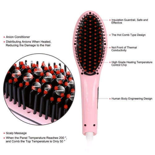 Hair Straightener Straightening Comb Brush With Temperature Nano 3 In 1 Straightening LCD Screen Wit