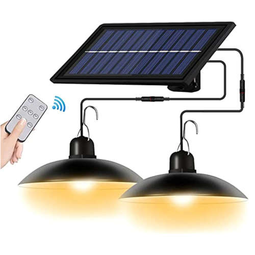 Solar Wall Light LED Home Garden Patio Double Head Pendant Light