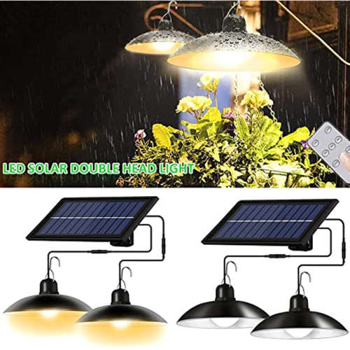 Solar Wall Light LED Home Garden Patio Double Head Pendant Light
