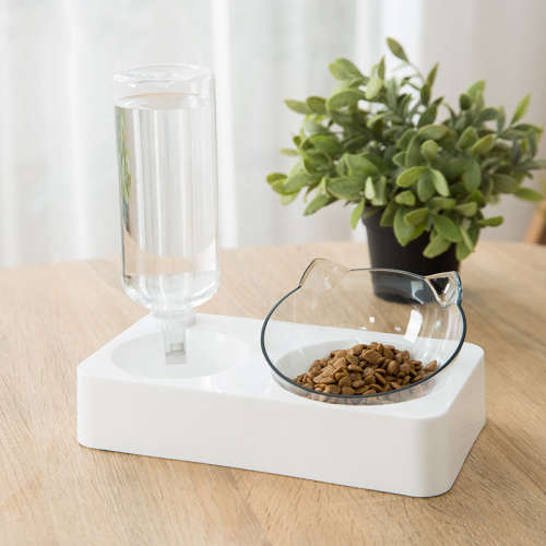 2 in 1 Pet Meal Basin Pet Water Fountain Anti-tip Automatic Water Dispenser
