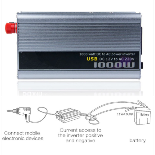 1000W Silver Inverter Car Battery Converter Electrical Switch