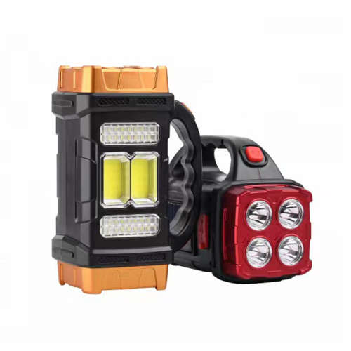 4 LED Portable Solar Torch with Work Light USB Rechargeable Handheld COB