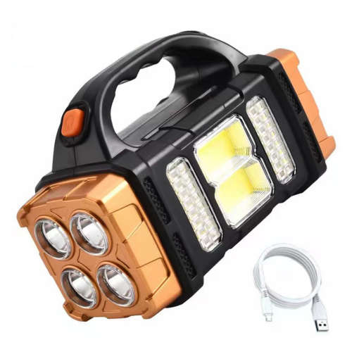4 LED Portable Solar Torch with Work Light USB Rechargeable Handheld COB