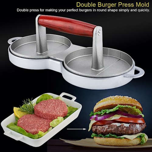Salinr Hamburger Press Meat Press Putty Press Hamburger Press Mold Round Double Lattice Easy to Grip