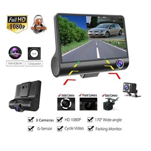 1080P 3 Cameras 4 Inch HD Dual Screen DVR Camera