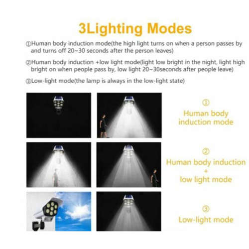 Solar Powered Motion Sensor Fake Dummy Camera Wall Light 3 In1