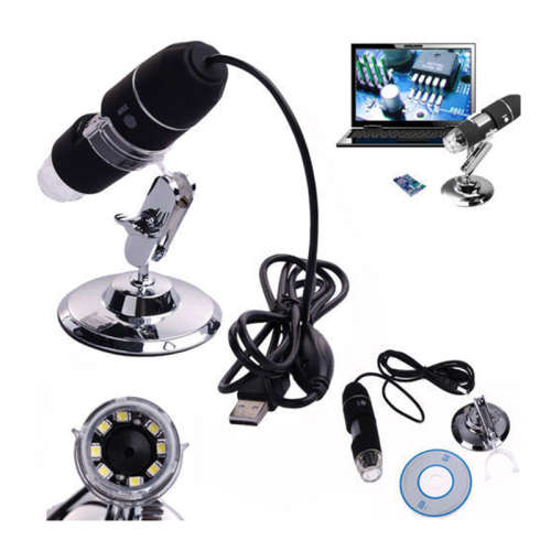 Endoscope Zoom Camera Magnifier + Stand 1600X 8 LED USB Digital Microscope