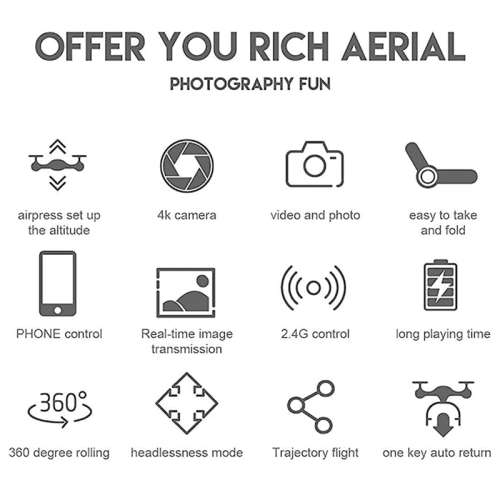 Quadcopter with 4K Camera and Folding Aerial Camera