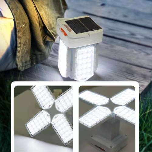Solar Waterproof Camping Light With Hook Foldable Pendant Light Three Modes Adjustable