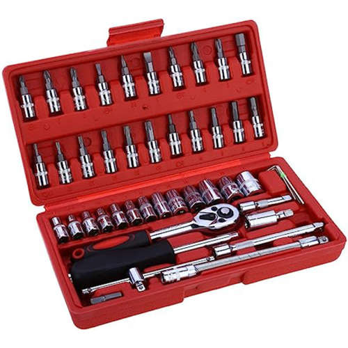 46pcs 1/4 Inch Auto Repair Tool Set Ratchet Wrench Combo Tool Kit