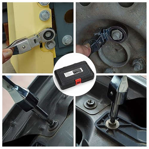 20PCS Elbow Ratchet Wrench Set, Metric Rotary Combination Wrench, with Interchangeable Reducer