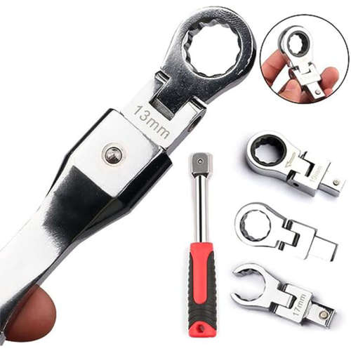 20PCS Elbow Ratchet Wrench Set, Metric Rotary Combination Wrench, with Interchangeable Reducer