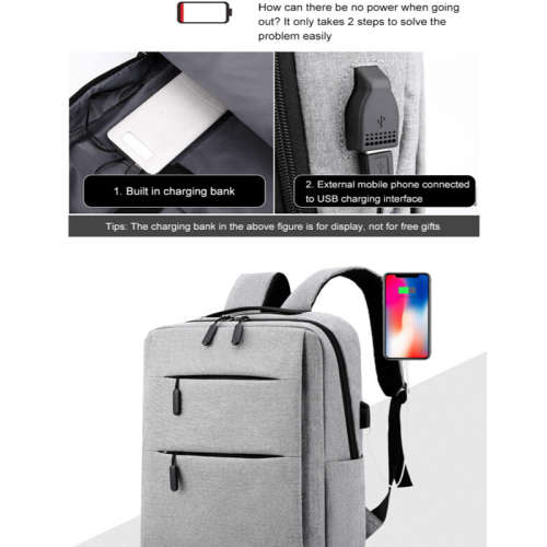 15Laptop Backpack With External Charging USB Port + 2 Small Bags