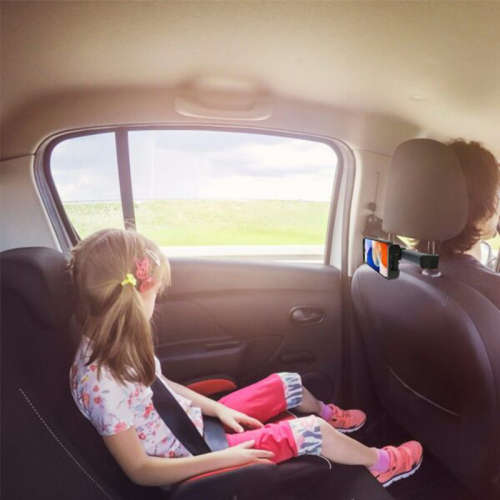 Double Extendable Stick Car Headrest Mount Tablet Phone Holder Stand 360° Rotatable