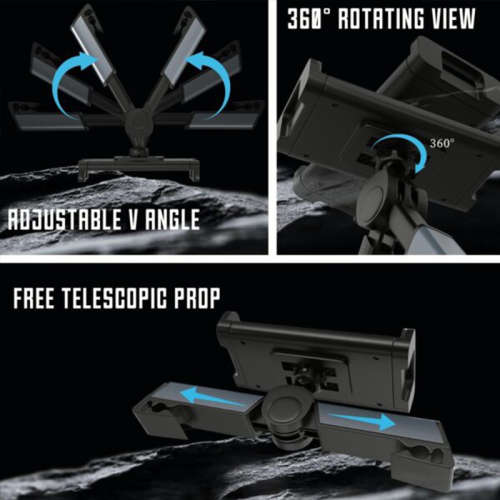 Double Extendable Stick Car Headrest Mount Tablet Phone Holder Stand 360° Rotatable