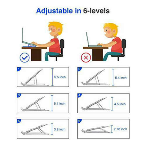 6 Angle Adjustable Laptop Aluminum Laptop Tablet Stand