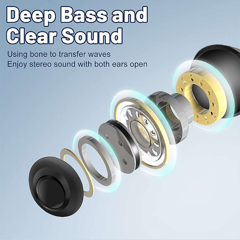 Noise-Canceling Headphones  Waterproof Sports Wireless Air Conduction Headphones Digital Battery Wi