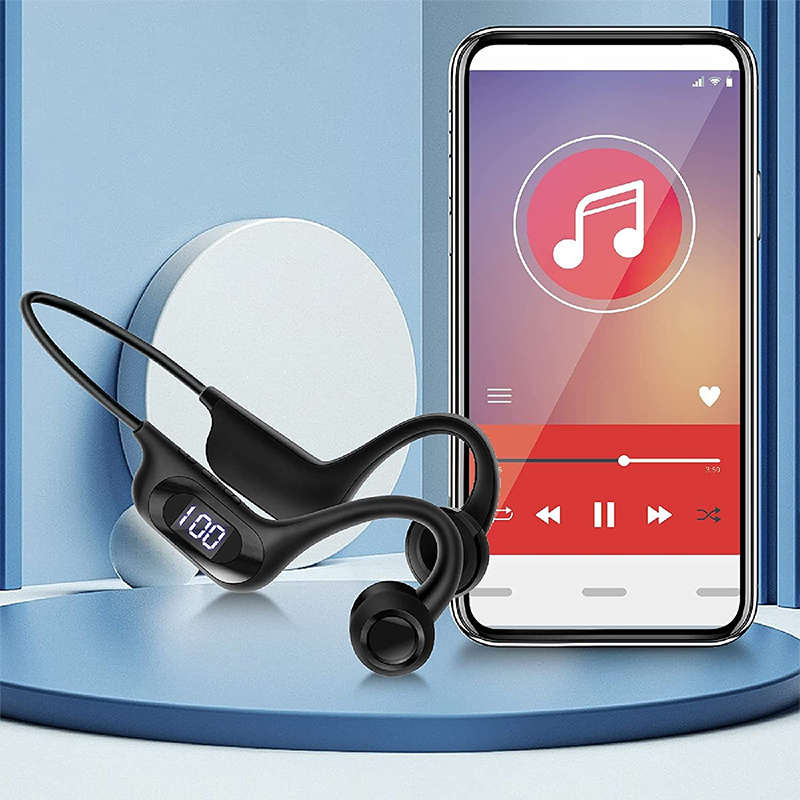 Noise-Canceling Headphones  Waterproof Sports Wireless Air Conduction Headphones Digital Battery Wi