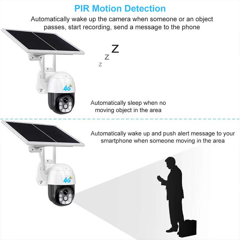 Solar Camera Wireless 4G Sim Outdoor Camera With Solar Panel And Extension Cord Supports Infrared De