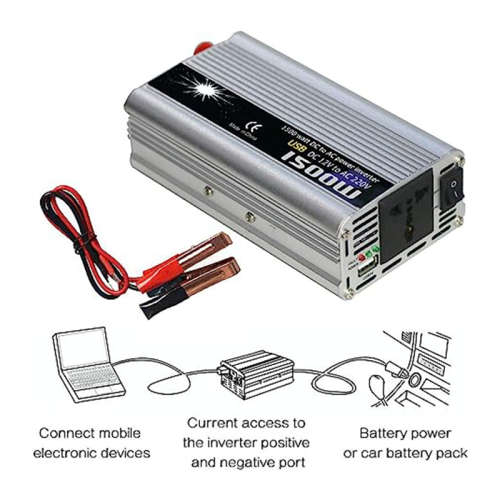 2000W 220V Silver Inverter Car Battery Converter Electrical Switch