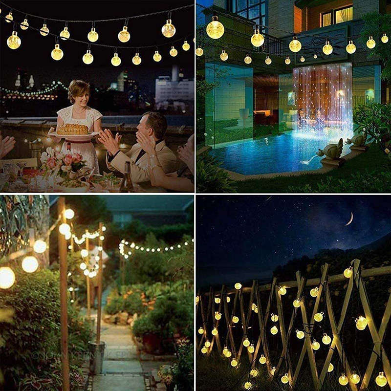 Christmas Lights Solar Garden Lights 20LED 5M Outdoor String Lights Crystal Ball Fairy Lights