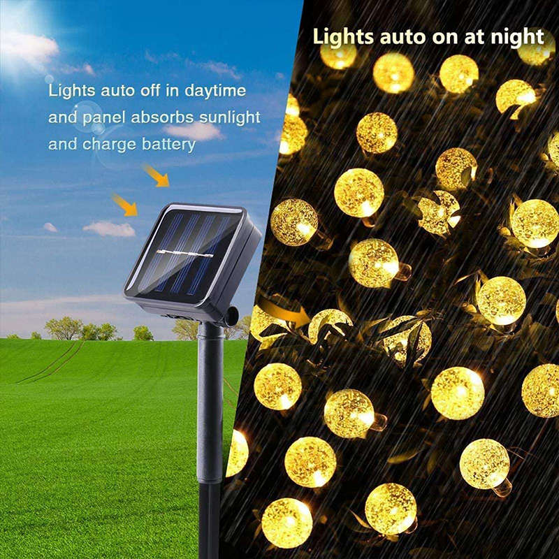 Christmas Lights Solar Garden Lights 20LED 5M Outdoor String Lights Crystal Ball Fairy Lights