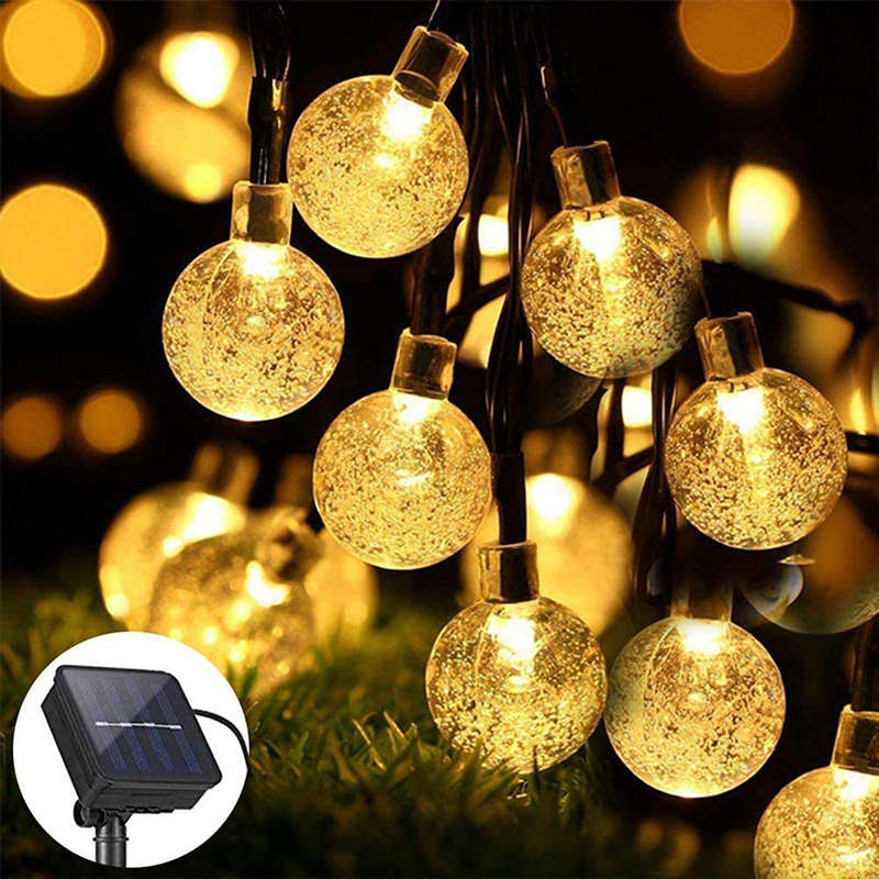 Christmas Lights Solar Garden Lights 20LED 5M Outdoor String Lights Crystal Ball Fairy Lights