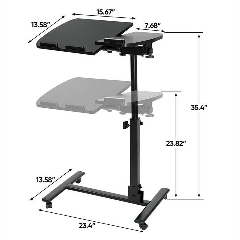 Adjustable Computer Desk Height Adjustable Bedside Table With Wheels Standing Desk For Hospital And