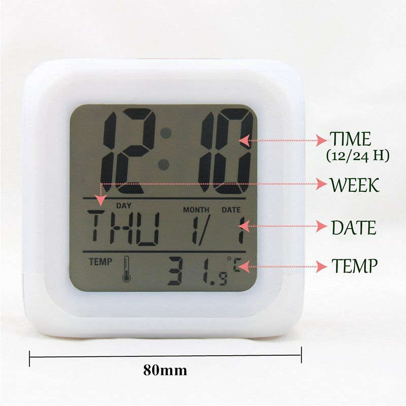 LED Luminous Alarm Clock Light Nightlight Accessories Time Temperature Alarm Date