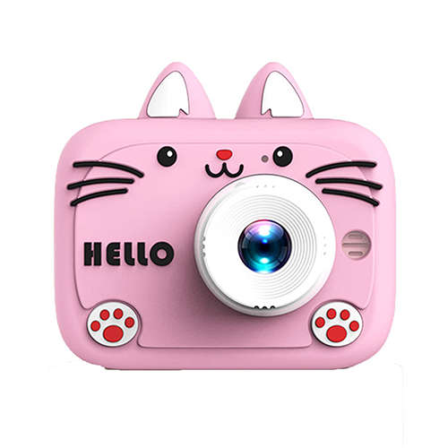 Kids Camera Portable Cartoon Cat Camera Comes with Camera Strap Lanyard and 5 Built-in Games Gift