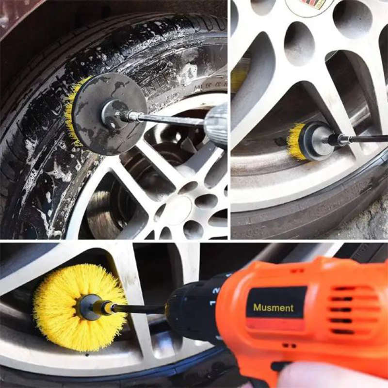 Drill brush attachment kit and electric scrubber cleaning kit for car bathroom wooden floor