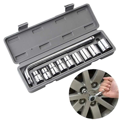 10 PCS 8-24MM Drive Deep Socket Wrench Set Socket Hexagonal Repair Tools Commonly Used DIY Tools