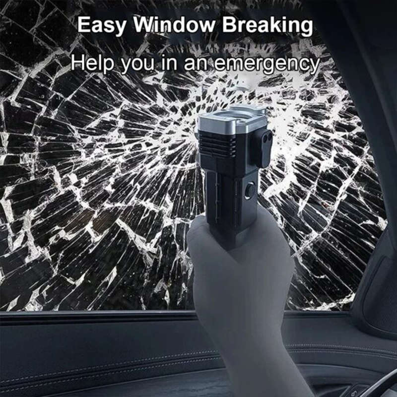 Led Flashlight Comes With Safety Hammer And Side Light