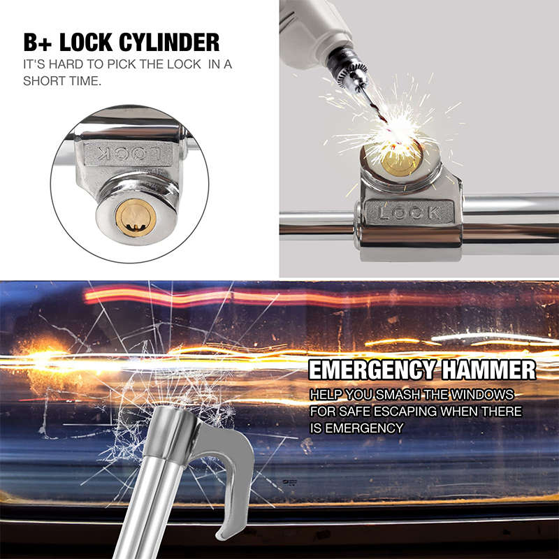 Anti-Theft Stainless Steel Car Steering Wheel Clutch Pedal Lock Emergency Window Breaker