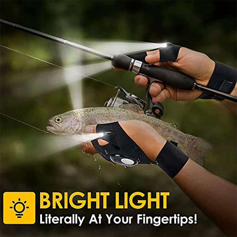 1 Pair (Left + Right Hand) Led Flashlight Gloves Hands-Free Fingerless Light Glove Auxiliary Repair