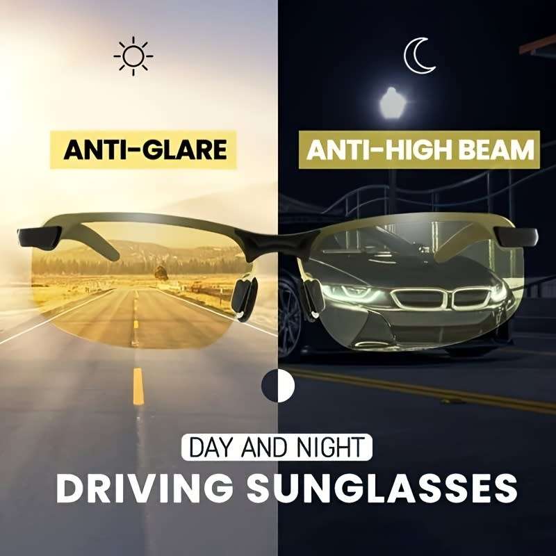Night Vision Glasses For Women Men Outdoor Sports Semi Rimless Sunglasses Driver Anti-Glare Goggles