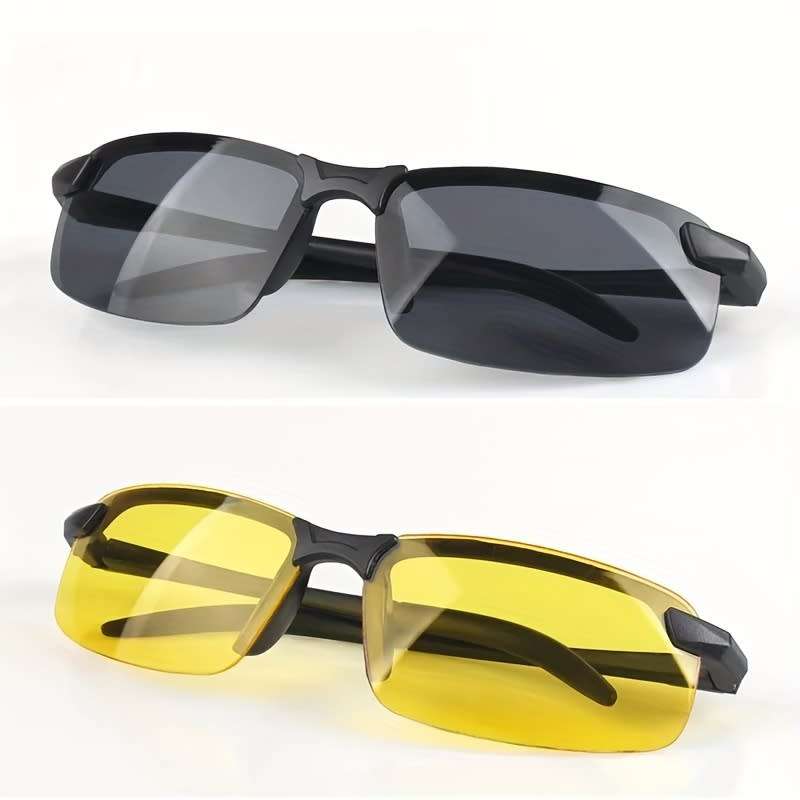 Night Vision Glasses For Women Men Outdoor Sports Semi Rimless Sunglasses Driver Anti-Glare Goggles