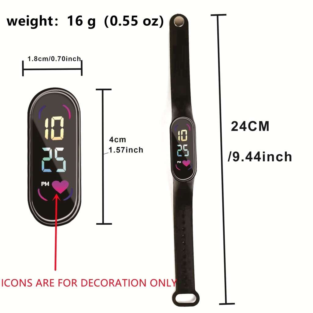 LED Touch Screen Electronic Sports Watch WR Silicone Digital Wrist Watch