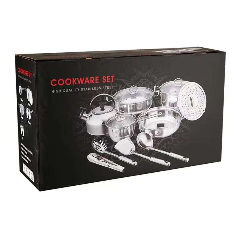 14 Piece Cookware Set Kitchen Accessories Utensils Cooking Tool Set Stainless Steel With Kettle