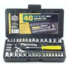 40 Piece 1/4" Drive Multi Lock Metric Socket Wrench Set