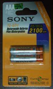 Sony Ni-MH 2100mAh AAA Rechargeable Batteries