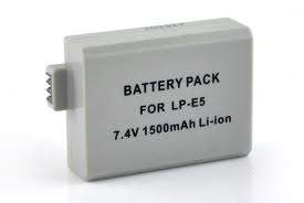 LP-E5 Battery for Canon EOS Rebel XS XSi 450D 500D 1000D T1i (LPE5) 1500mAh