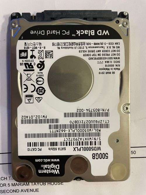 Western Digital Black 500GB 2.5` 6gbps 7.2k rpm WD5000LPLX