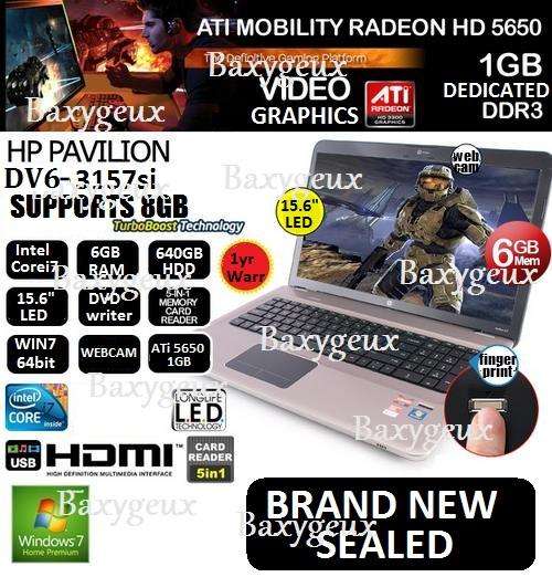 {BRAND NEW SEALED} {HP DV6 PAVILION - 3157si} {MONSTER Core i7} {640 GB HDD} {6GB RAM} {ATi 1GB}