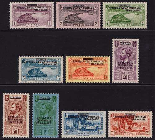 FRENCH EQUATORIAL AFRICA - 1936 GABON SET OF 10 OVPT - SUPERB UMM - CAT R600