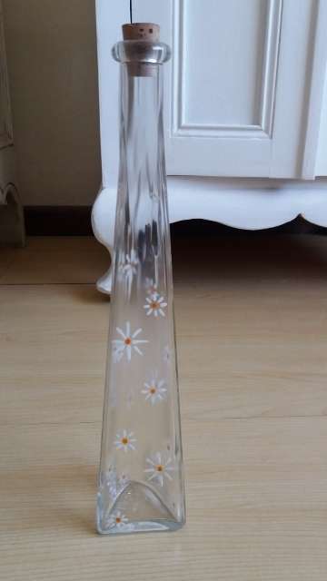 Glass Bottle (with flower pattern)