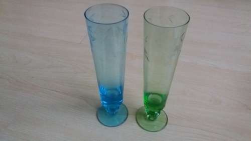 Tall Green/Blue Stem Glasses