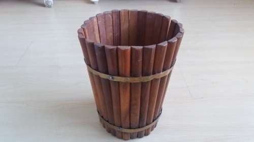 Wooden Planter with Brass Detail